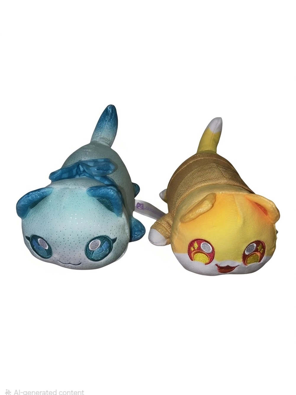 Meemeow Plush Cat Duo - Blue & Yellow Soft Stuffed Animals